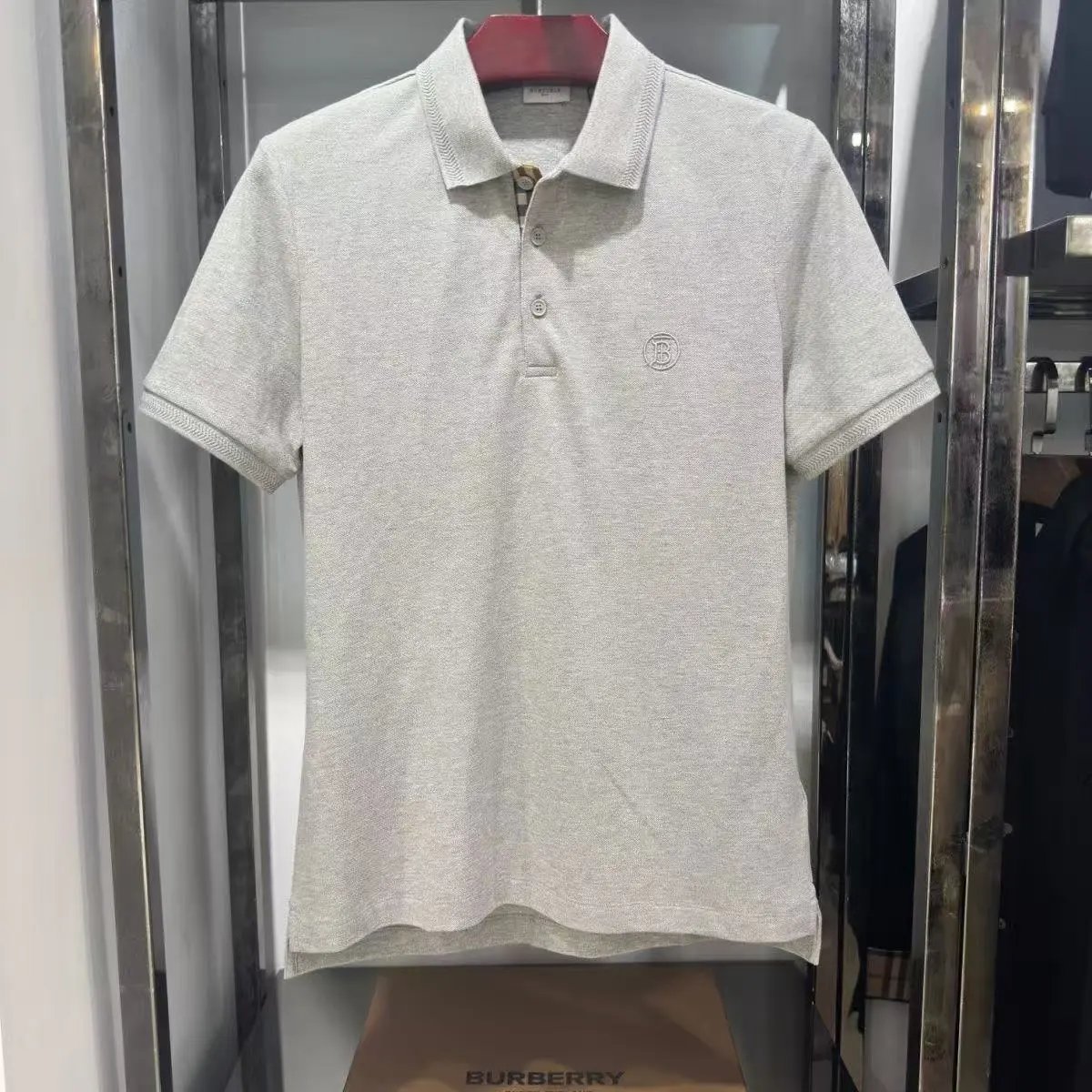 Burberry Shirts Short-Sleeve Polo Shirt with Check Collar — 17.