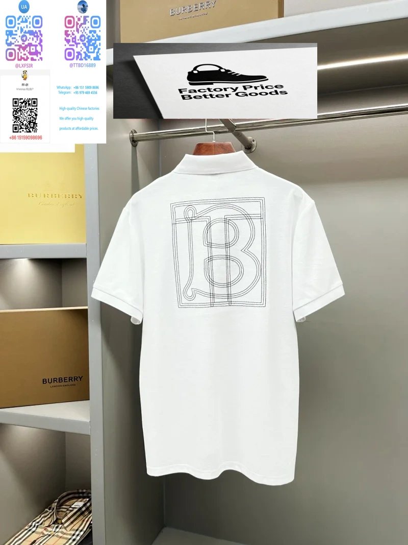 Burberry Shirts Short-Sleeve Polo Shirt with Check Collar — 25.