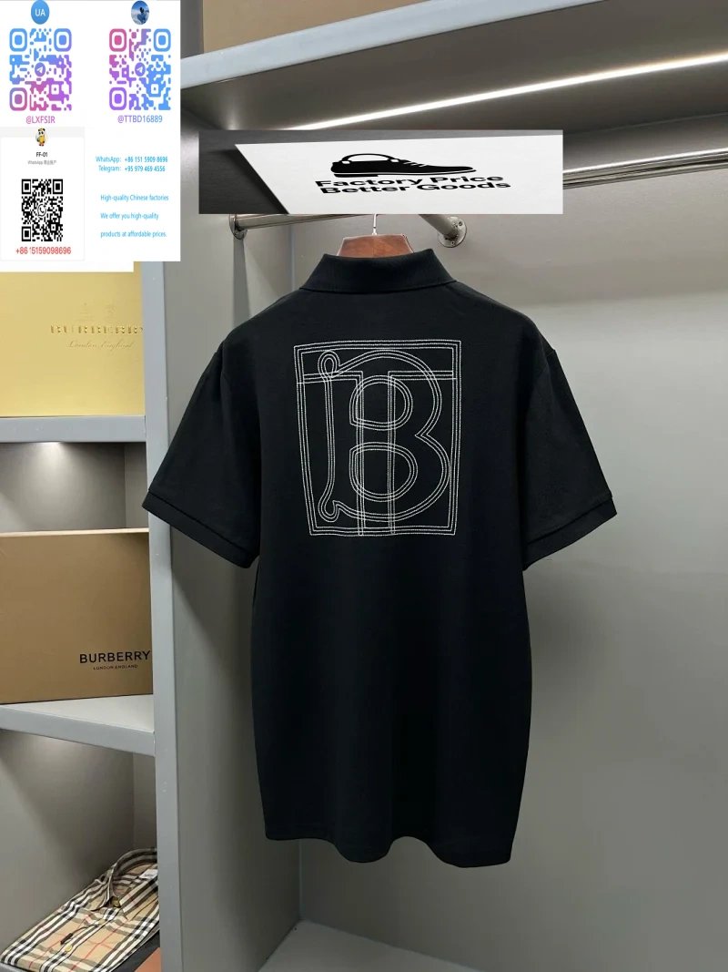 Burberry Shirts Short-Sleeve Polo Shirt with Check Collar — 27.