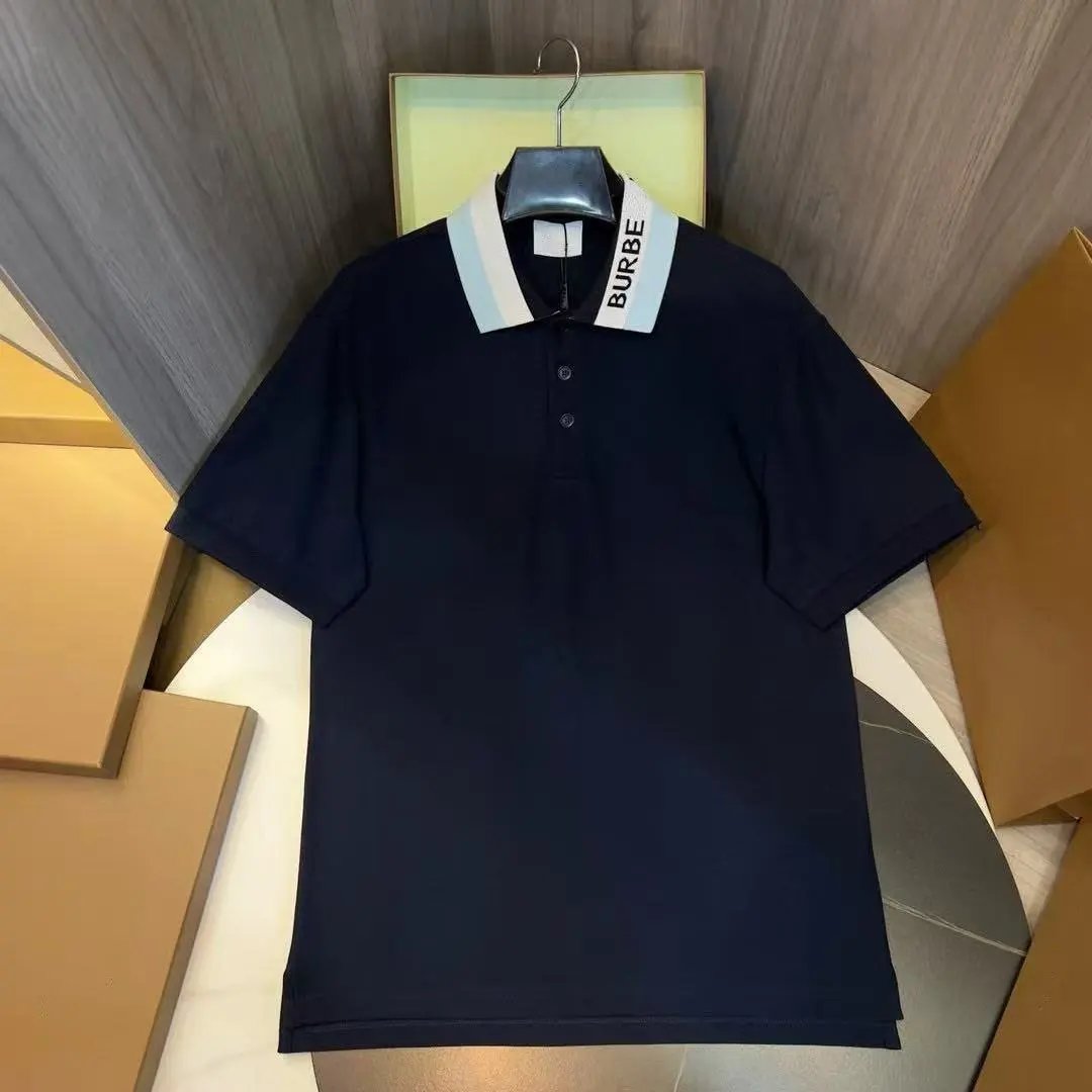 Burberry Shirts Short-Sleeve Polo Shirt with Check Collar — 10.