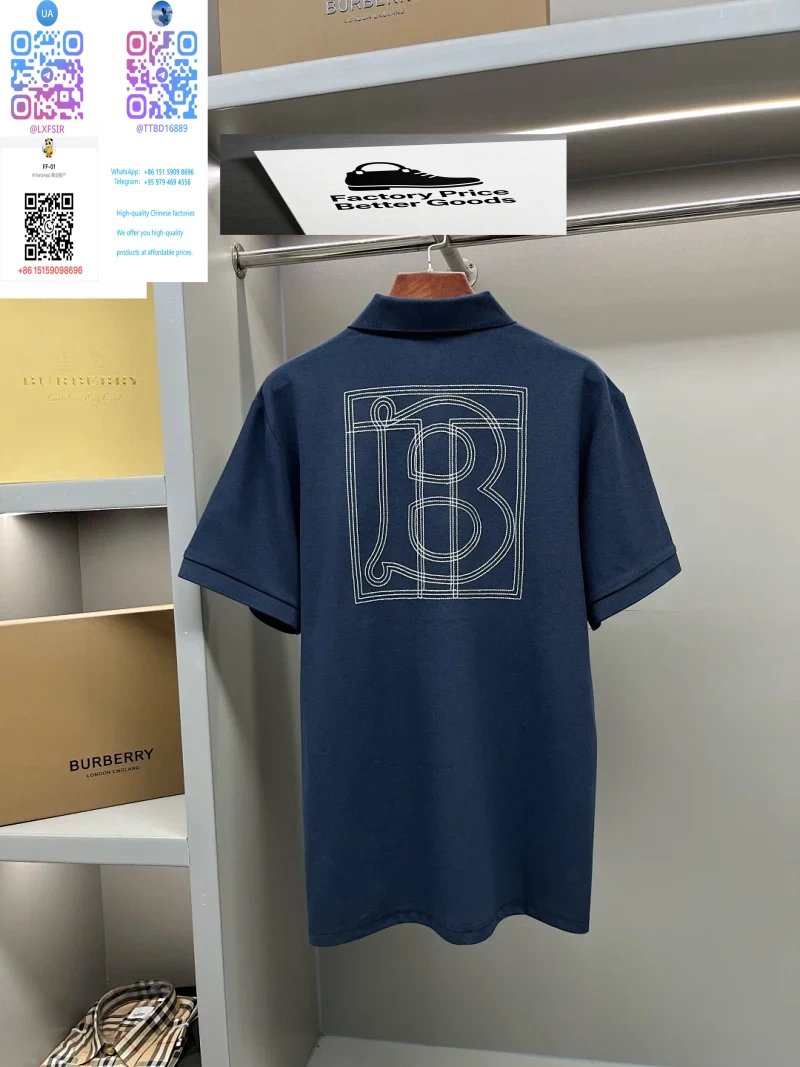 Burberry Shirts Short-Sleeve Polo Shirt with Check Collar — 26.