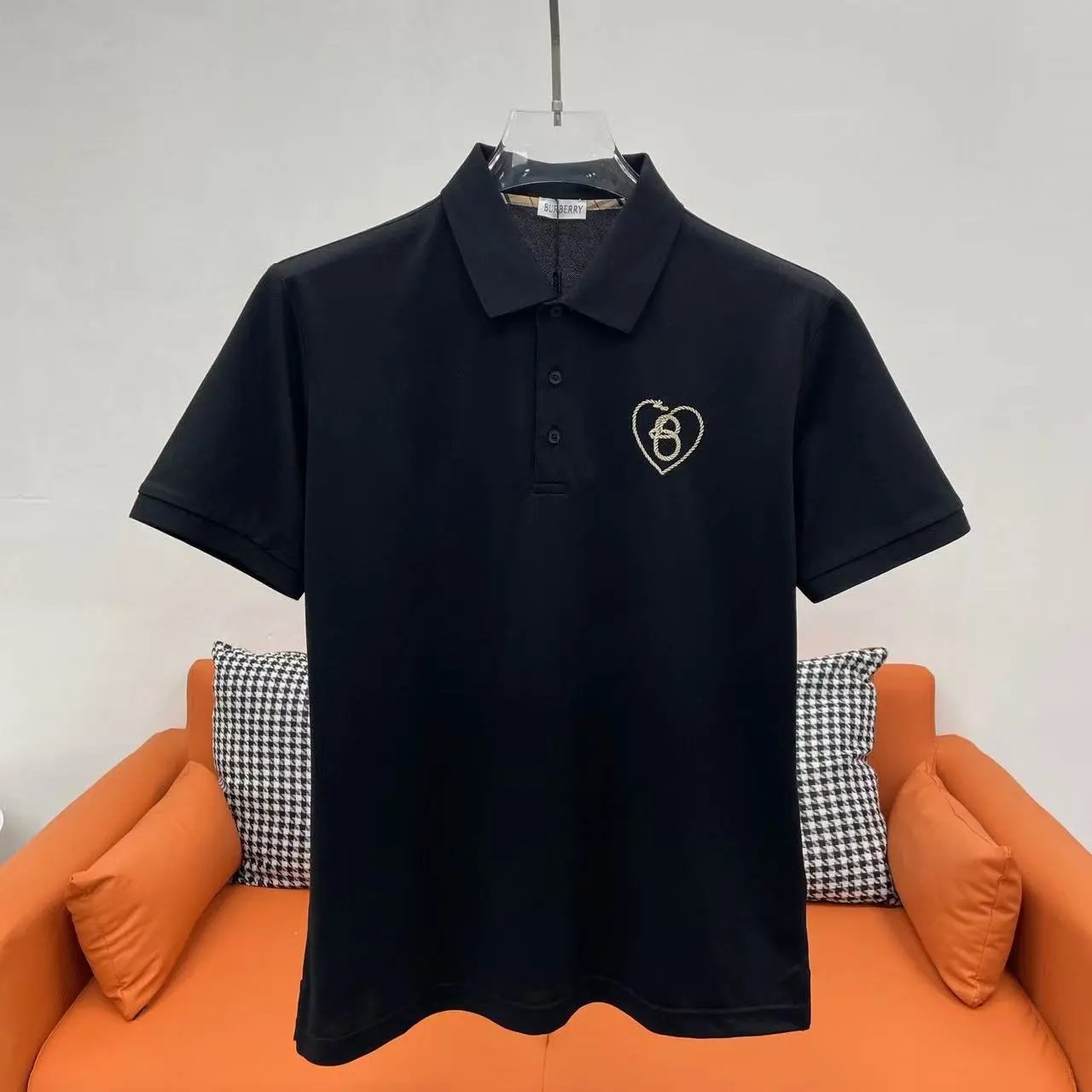 Burberry Shirts Short-Sleeve Polo Shirt with Check Collar — 21.