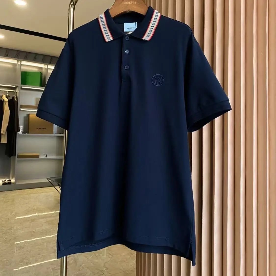 Burberry Shirts Short-Sleeve Polo Shirt with Check Collar — 13.