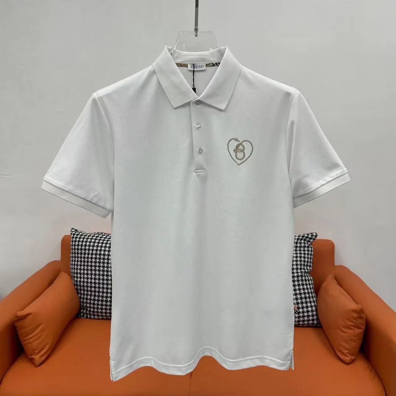 Burberry Shirts Short-Sleeve Polo Shirt with Check Collar — 20.