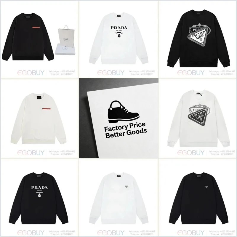High Version Prada Metal Triangle Unisex Fall Winter Loose Versatile Sweatshirt WhatsApp: +86 15159098696