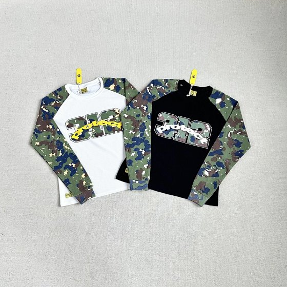 Z-PT Camo Waffle Knit Color-Block Long Sleeve