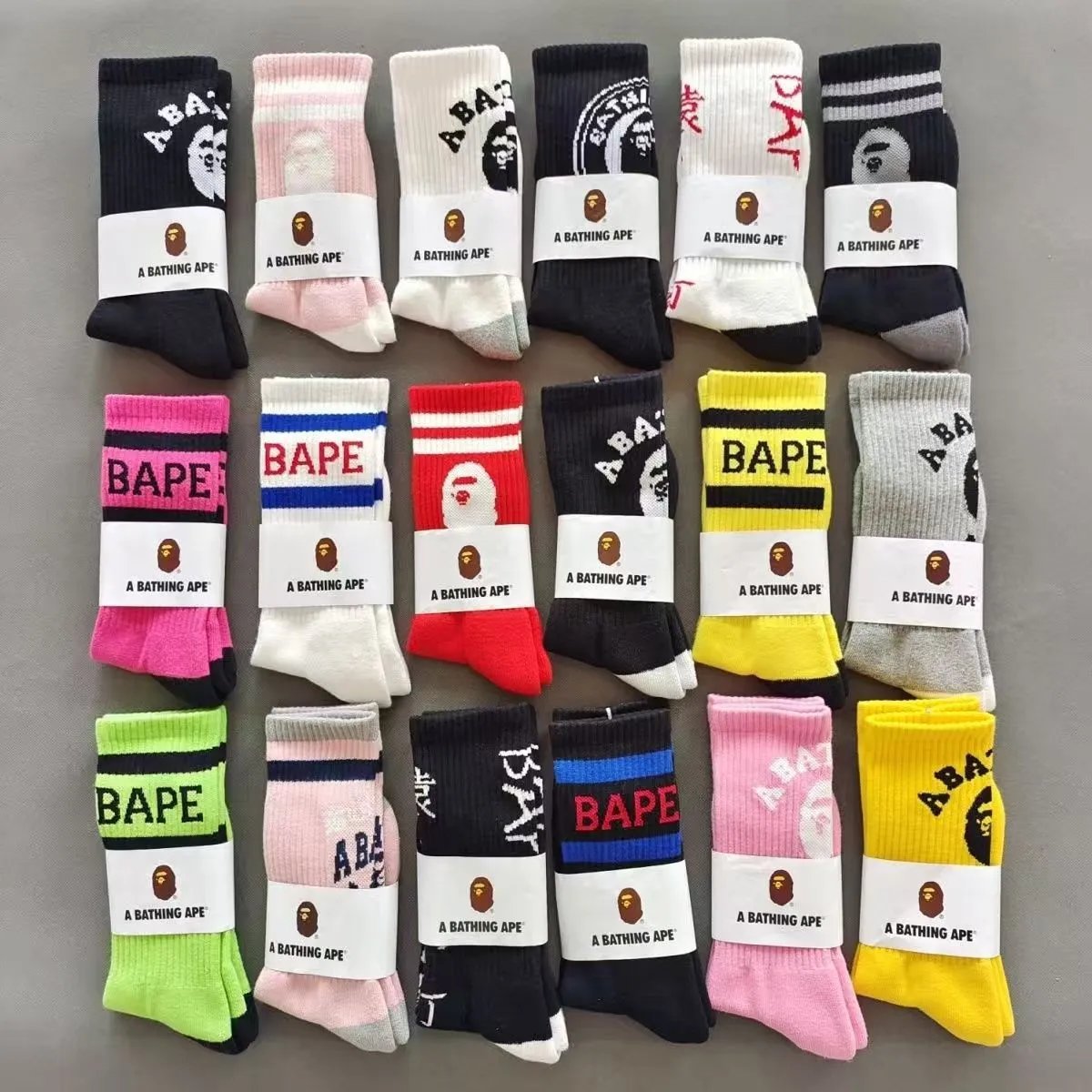 A Bathing Ape Socks Ribbed crew with Head logo image 1