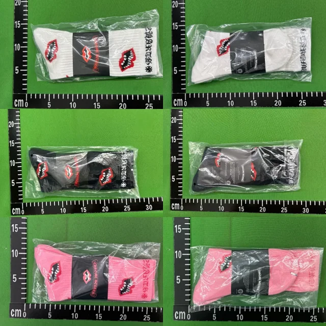 Chrome Hearts Socks Ribbed logo and lips graphic crew product detail image 1