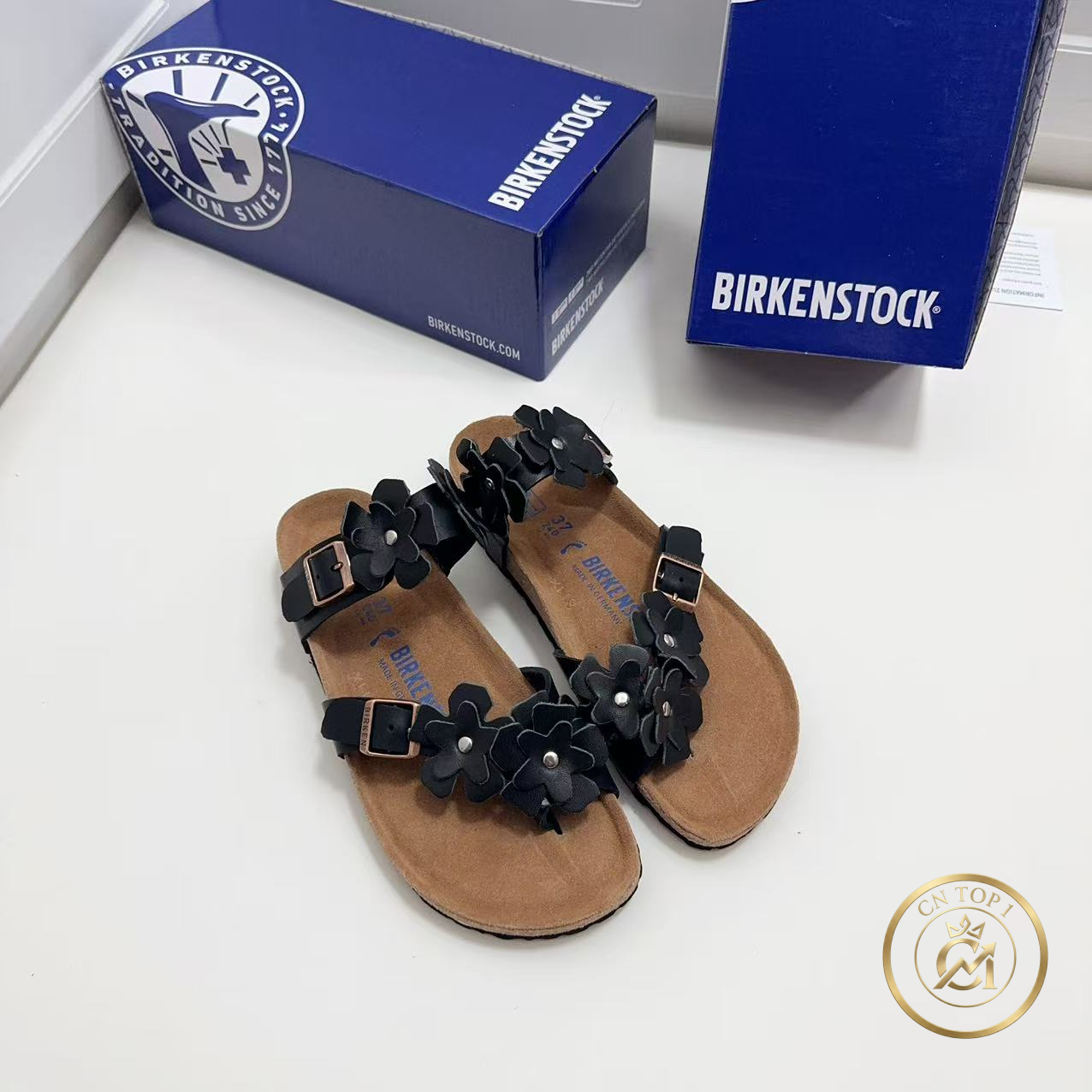 BIRKENSTOCK Women's Floral Cross Slide Sandals Fashion Casual Slippers
