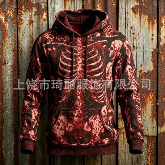 Unbranded Hoodies & Sweatshirts Pullover Hoodie with Skull and Viking Graphic Prints — 20