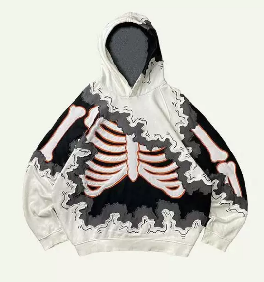 Unbranded Hoodies & Sweatshirts Pullover Hoodie with Skull and Viking Graphic Prints — 37