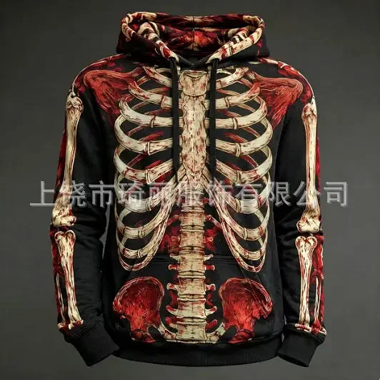 Unbranded Hoodies & Sweatshirts Pullover Hoodie with Skull and Viking Graphic Prints — 24