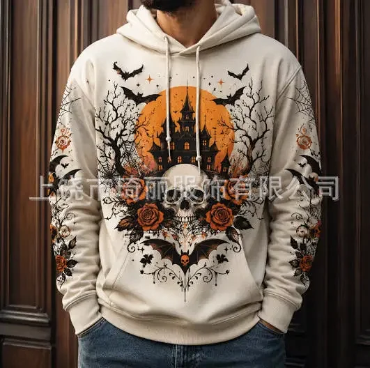Unbranded Hoodies & Sweatshirts Pullover Hoodie with Skull and Viking Graphic Prints — 25