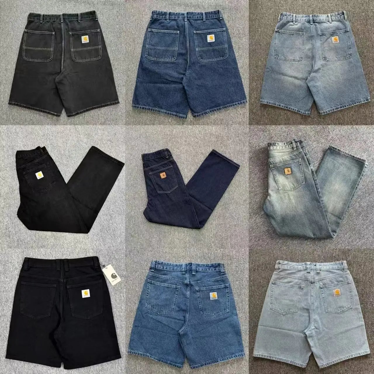Retro loose straight leg hip hop dark blue washed jeans