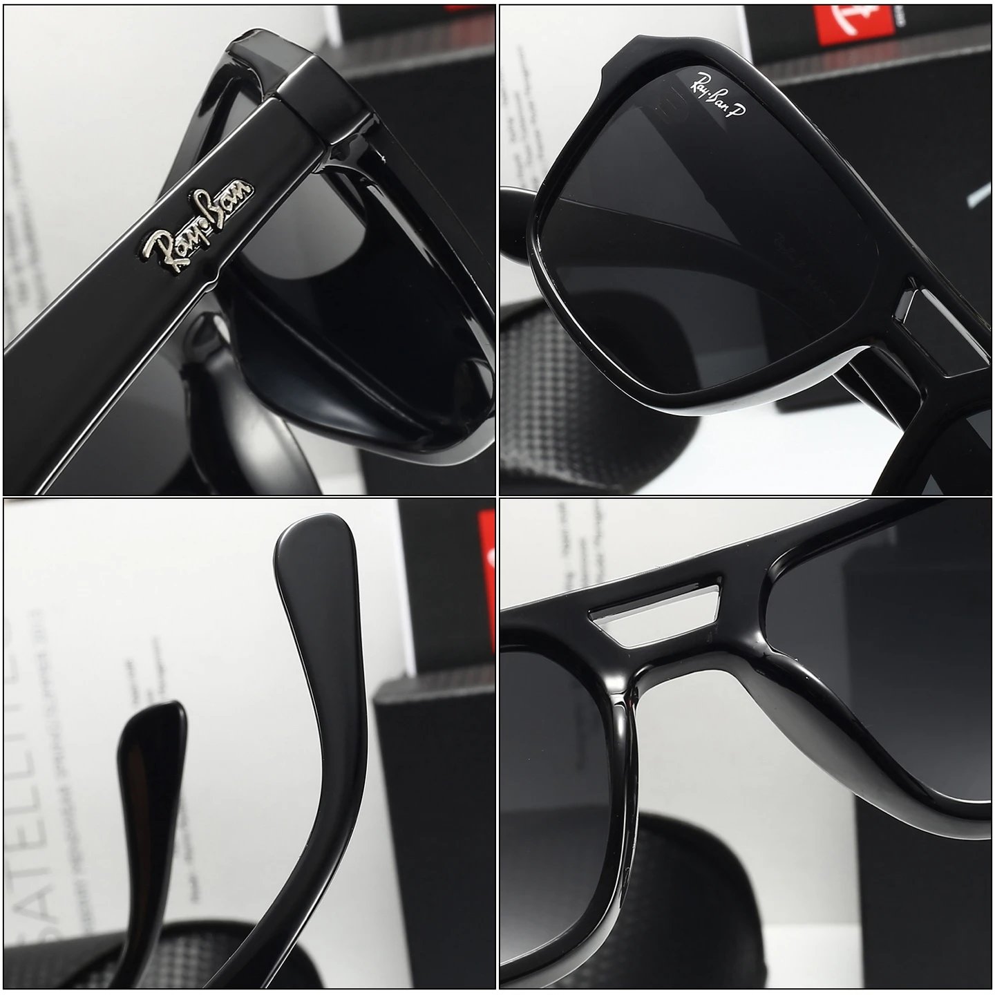 Ray-Ban Polarized Square Sunglasses White Frame with Gold Accents - 5