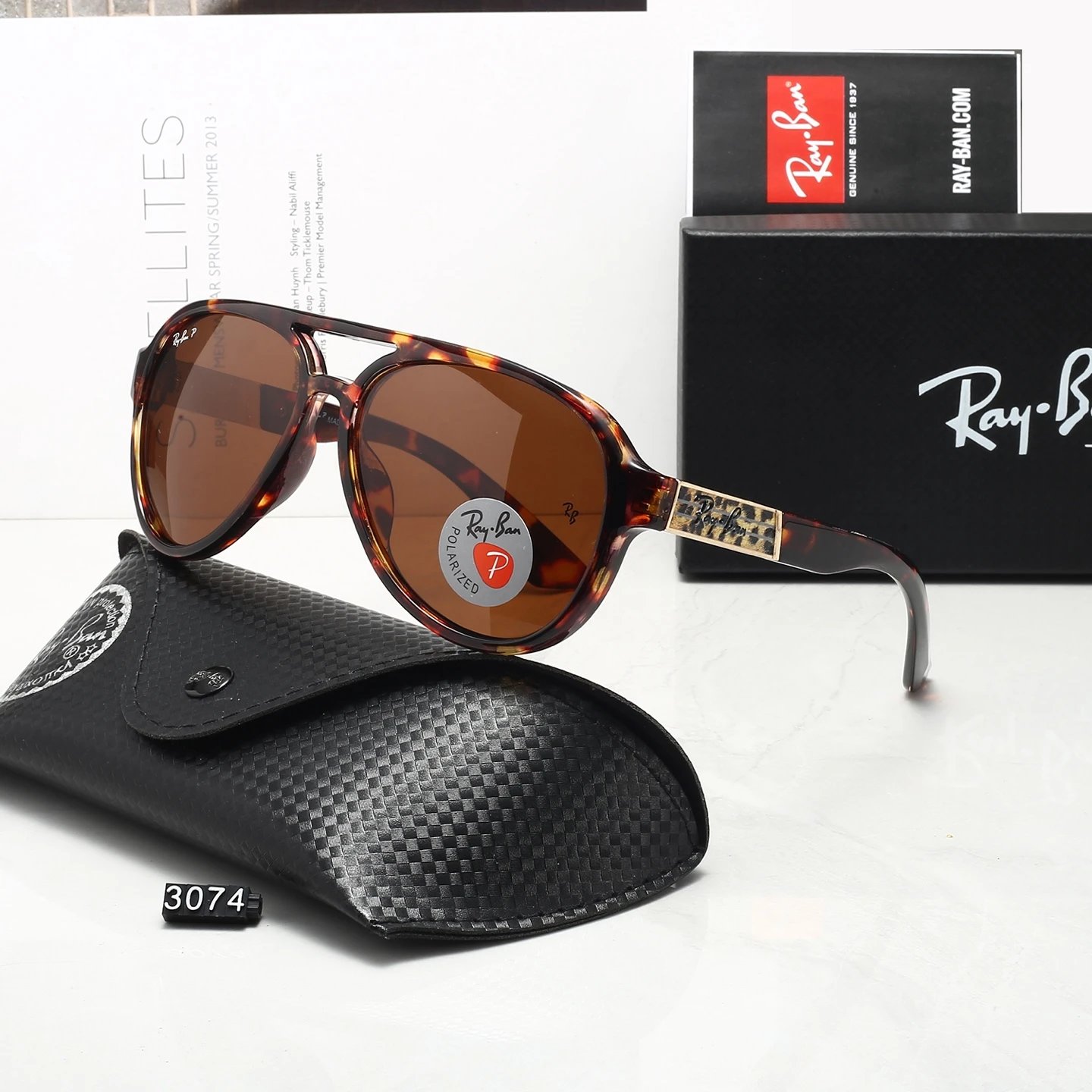 Ray-Ban Aviator Tortoiseshell Polarized Brown Sunglasses