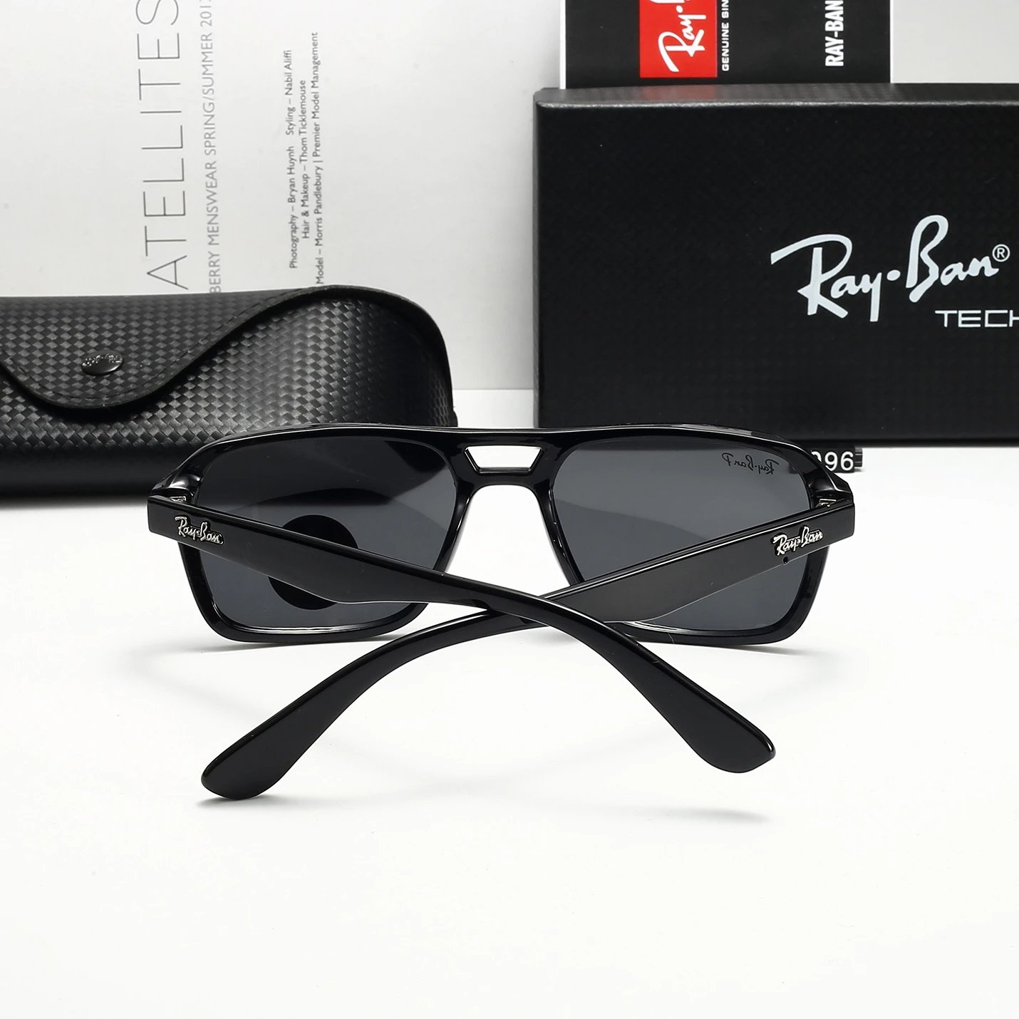 Ray-Ban Polarized Square Sunglasses White Frame with Gold Accents - 3