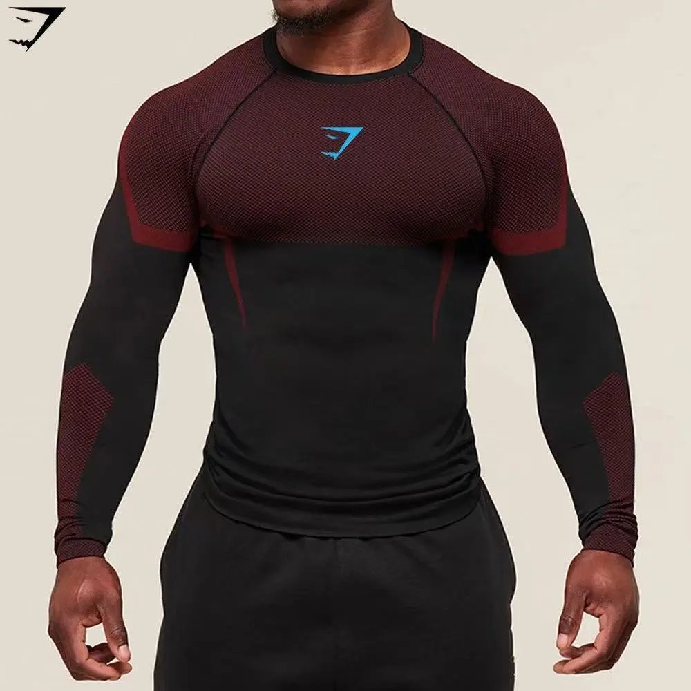 Other T-shirt Compression Long Sleeve Black Burgundy