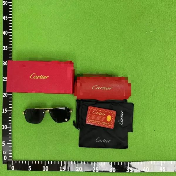 Cartier Santos de Cartier Aviator Sunglasses Black Gold Frame Sunglasses - 1