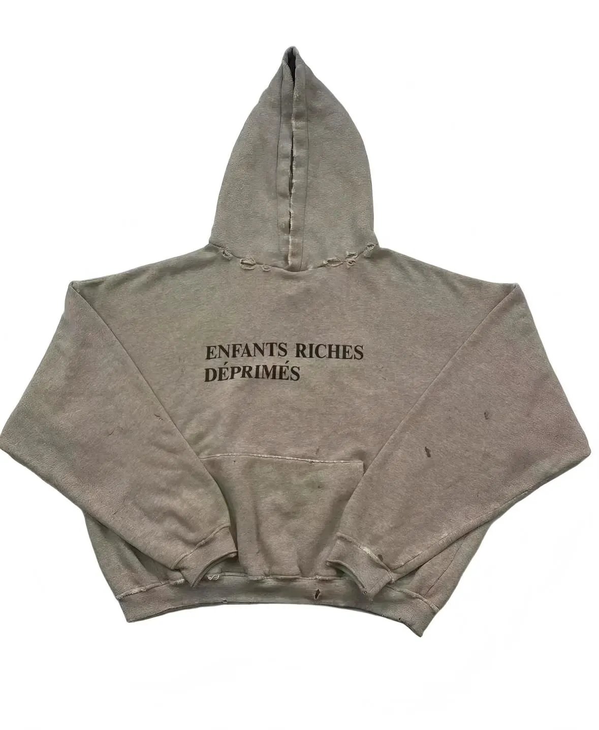 ERD Melancholy Rich Kid Slogan Washed Splatter Distressed Hoodie Casual American Style