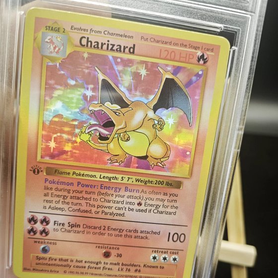 DIY PTCG Pokemon Card Base Set English Charizard Graded Card Collectible Proxy Card