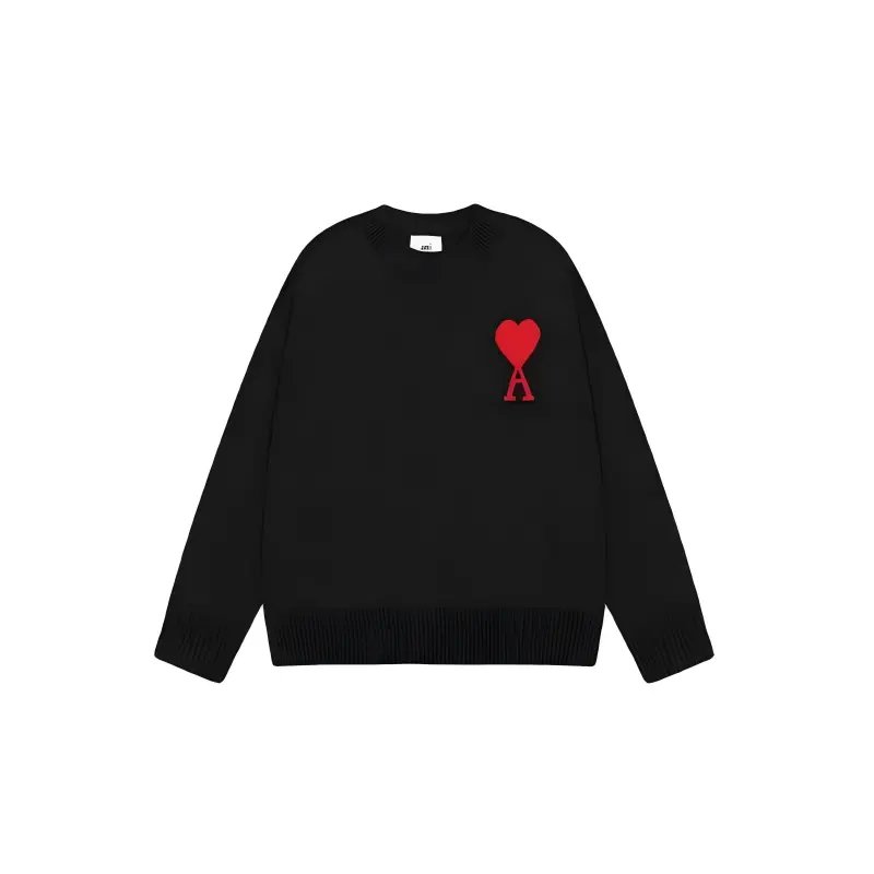 【 DX36 】 Classic round neck big heart jacquard pullover sweater, loose and lazy casual couple outfit