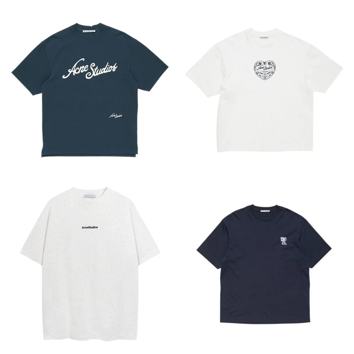 AC Letter Print Washed Vintage Light Luxury Oversized Unisex Short Sleeve T-Shirt