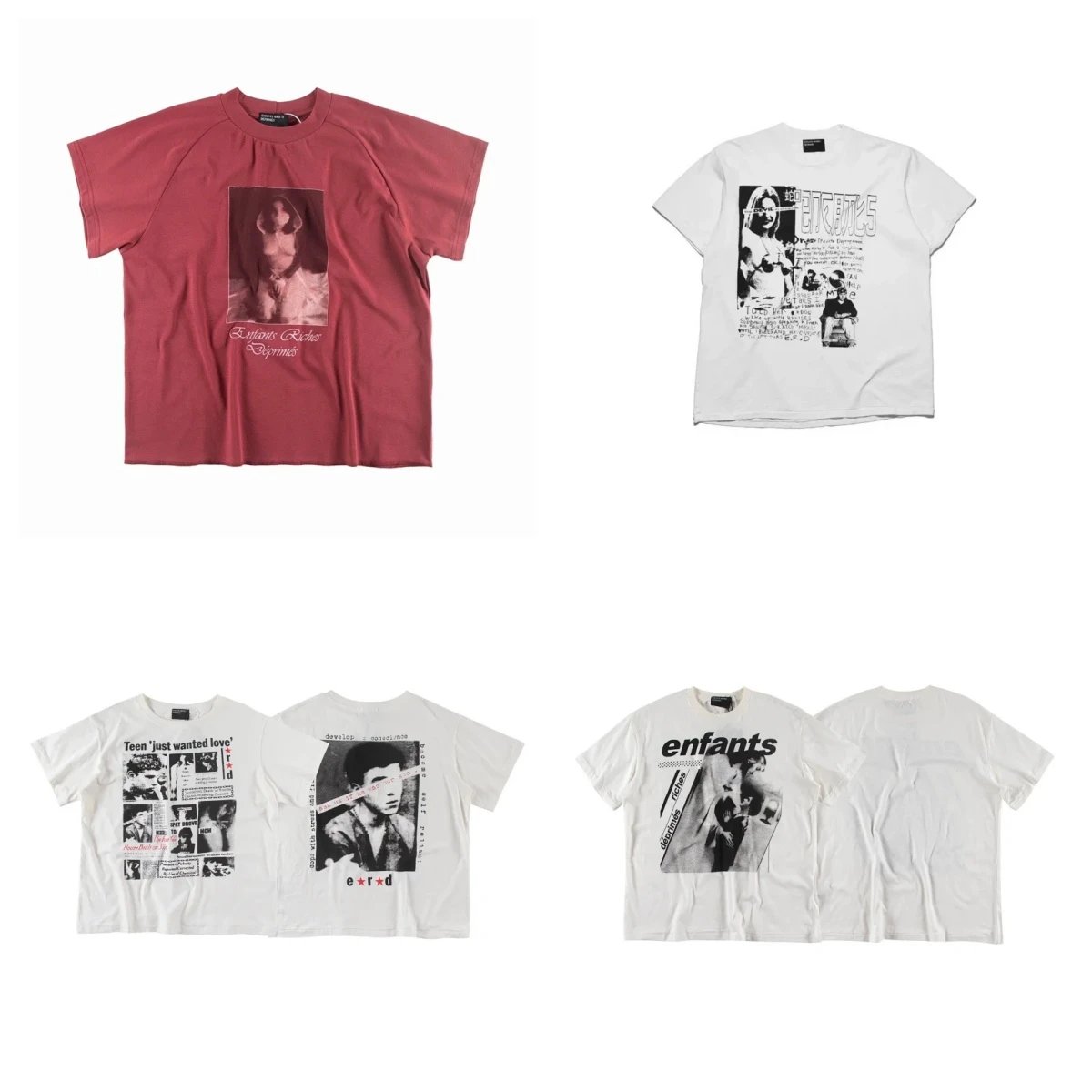 Melancholy Rich Second Generation Vintage Washed Printed Hip Hop Loose Round Neck VTG Short Sleeve T-shirt