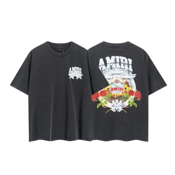 Amiri Graphic Print Washed Black T-Shirt - 1