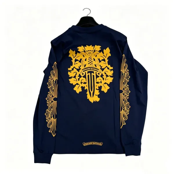 Chrome Hearts Ornate Shield Navy Long-Sleeve T-Shirt - 1