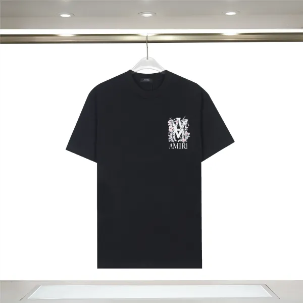Amiri Floral Monogram Logo Black T-Shirt - 1