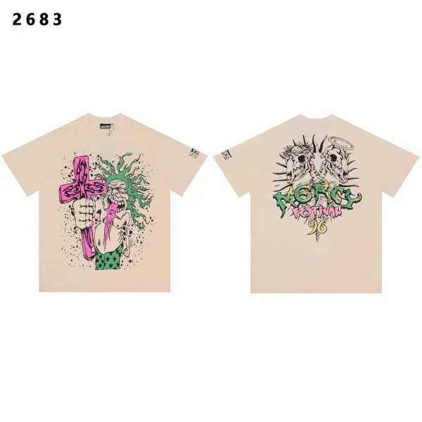 Hellstar Mercy Festival '96 Graphic T-Shirt Beige - 1