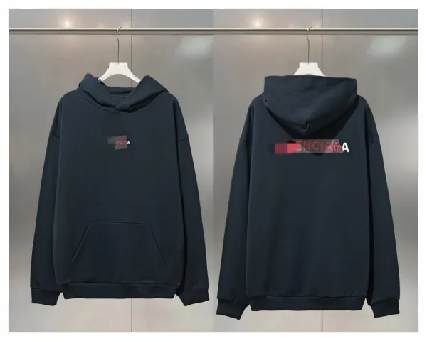 Balenciaga Logo Hoodie Dark Navy - 1