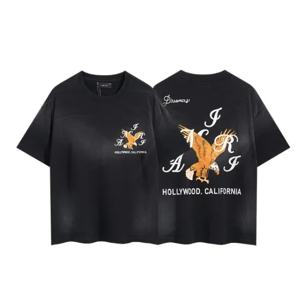 Design Eagle Print Cropped T-Shirt Black - 1