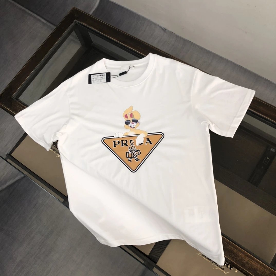 Prada T-Shirts Short-Sleeve Logo T-Shirt — 22
