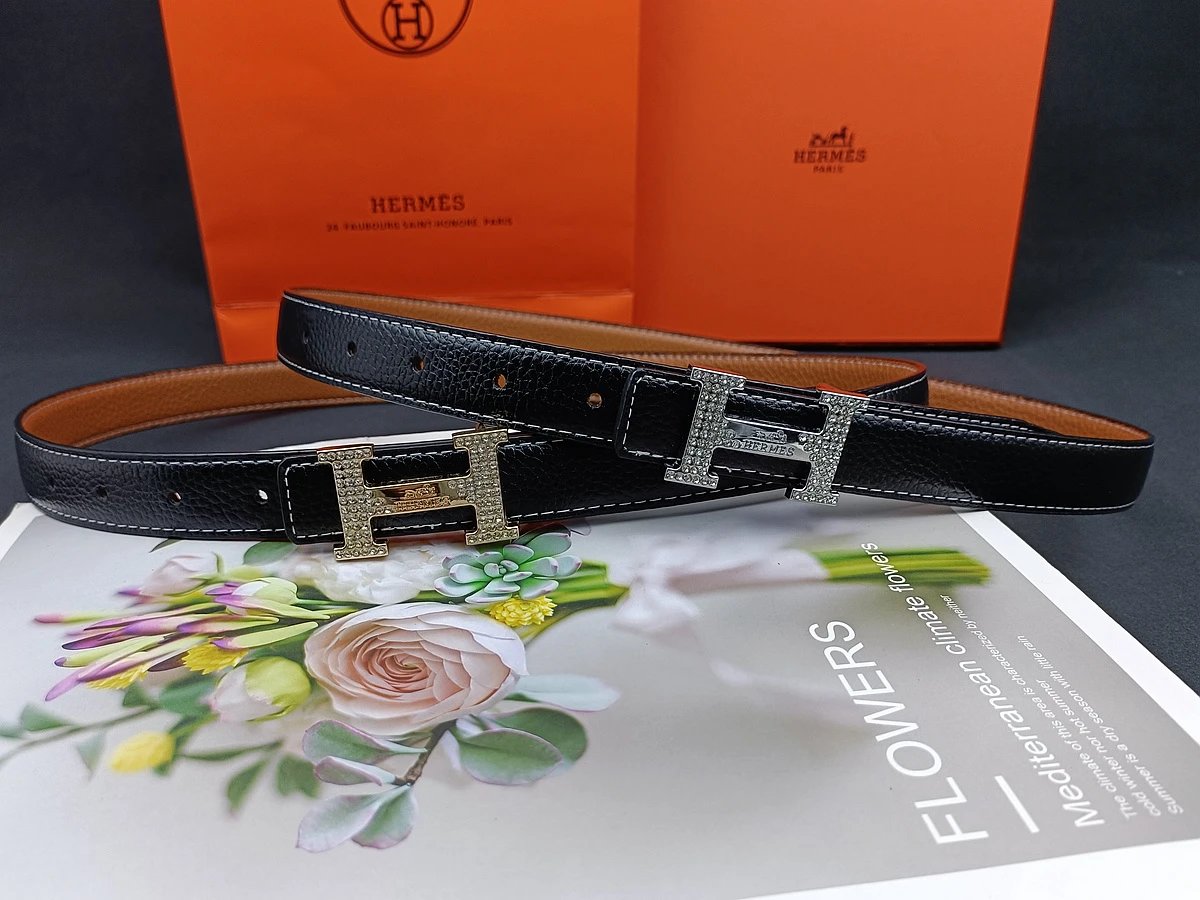 Unbranded Belts Reversible stitched belt with H-shaped buckle — 18