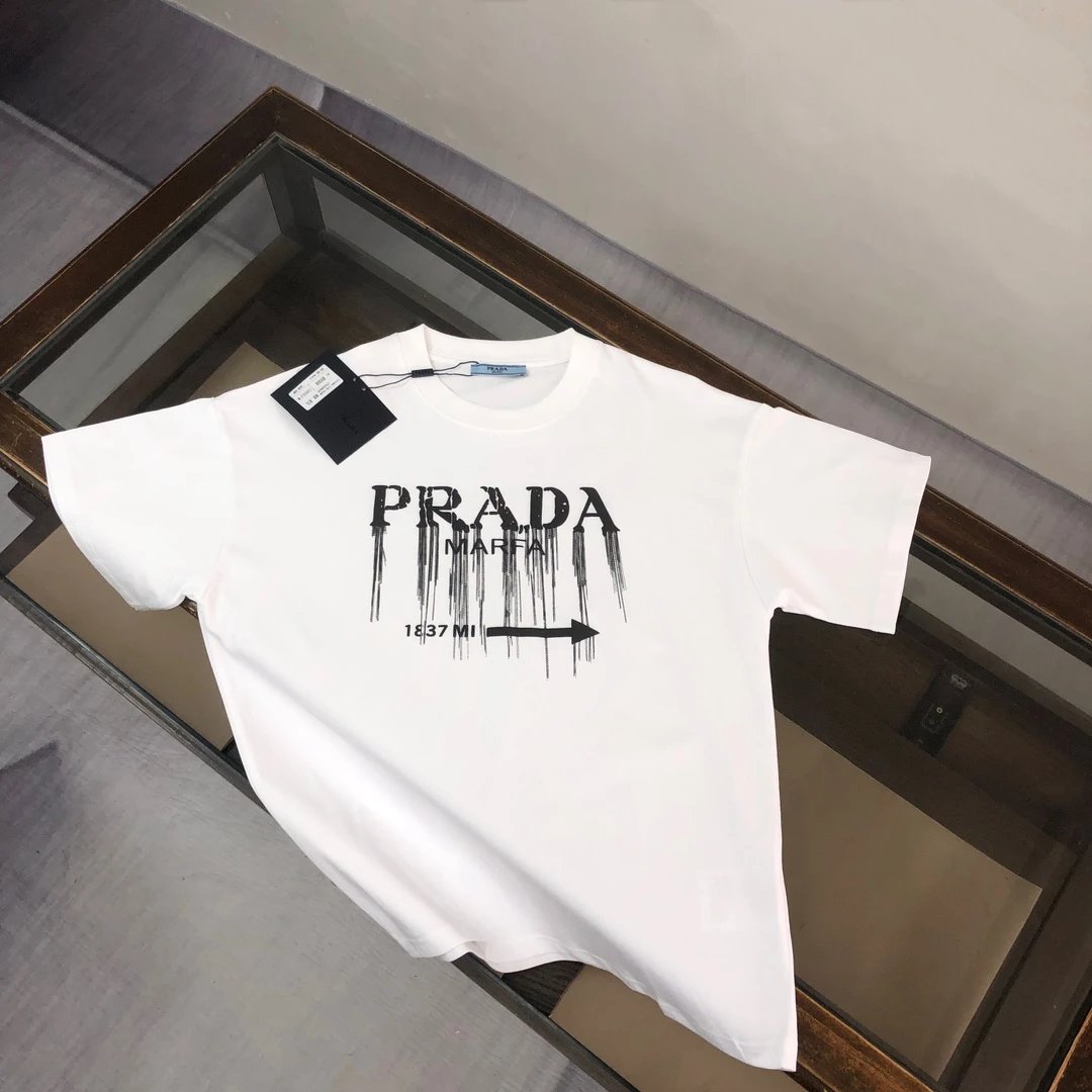 Prada T-Shirts Short-Sleeve Logo T-Shirt — 16