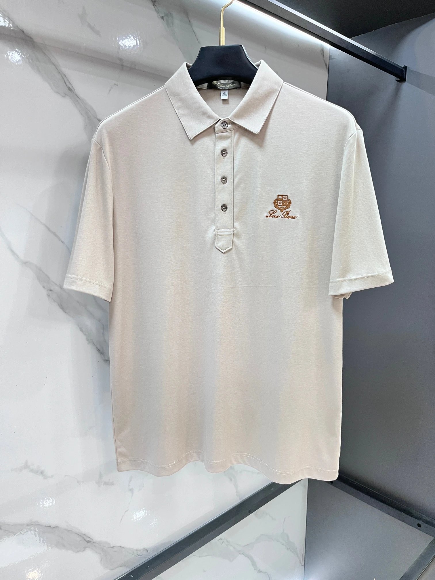 Loro Piana Shirts Short-sleeve textured knit polo shirt with contrast piping — 06