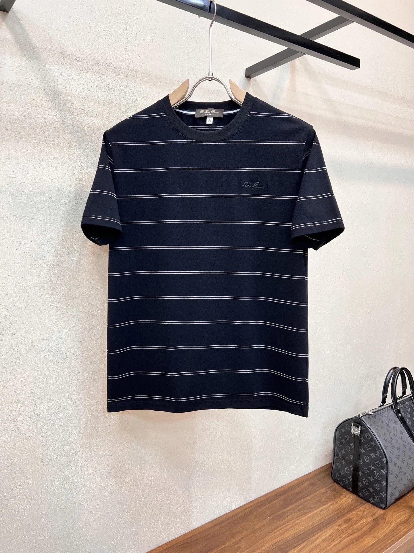 Loro Piana Shirts Short-sleeve textured knit polo shirt with contrast piping — 13