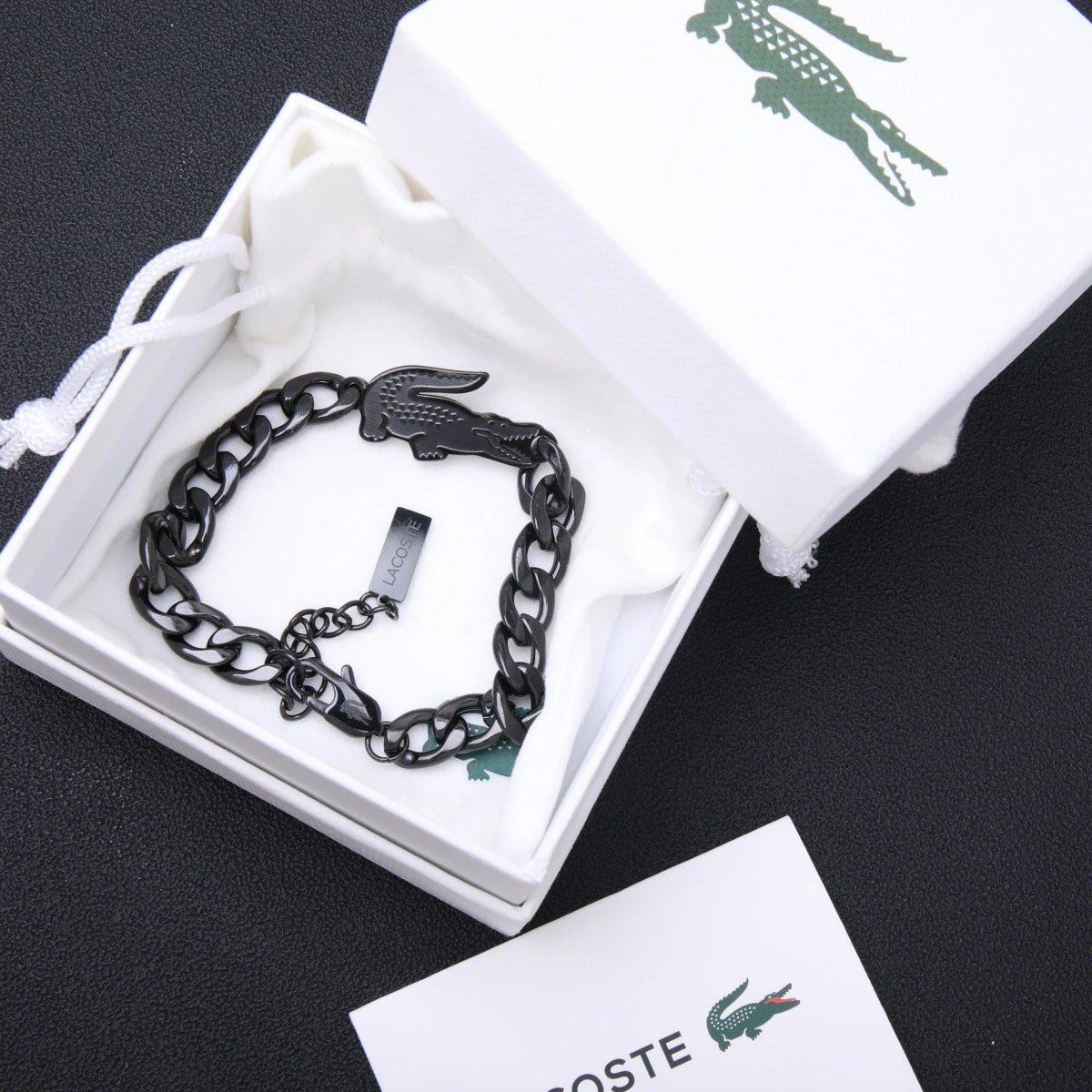 Lacoste Jewelry Crocodile Logo Magnetic Link Bracelet — 25