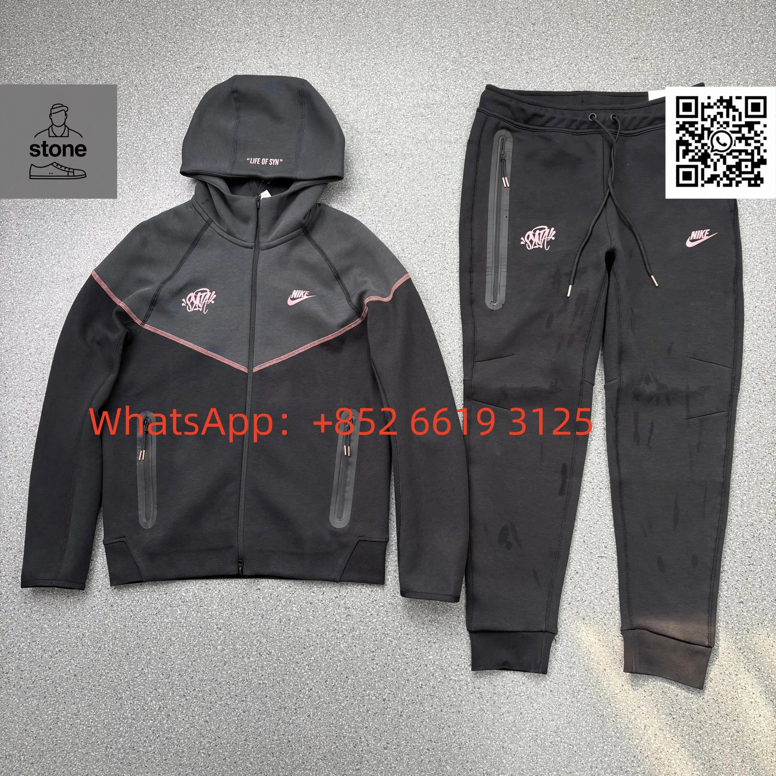 Nike x Syna World Tech Fleece Set 2-Piece Black/Metallic Red Bronze