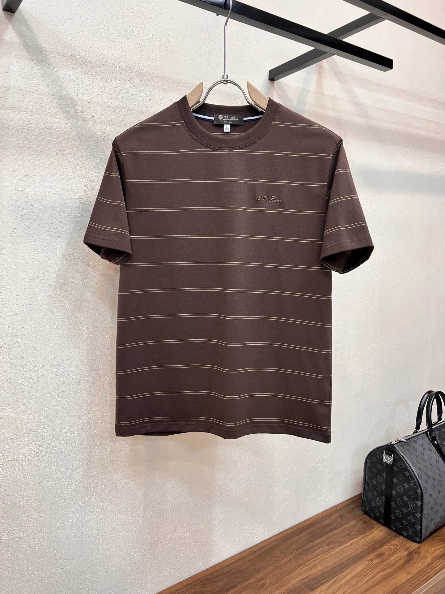 Loro Piana Shirts Short-sleeve textured knit polo shirt with contrast piping — 12