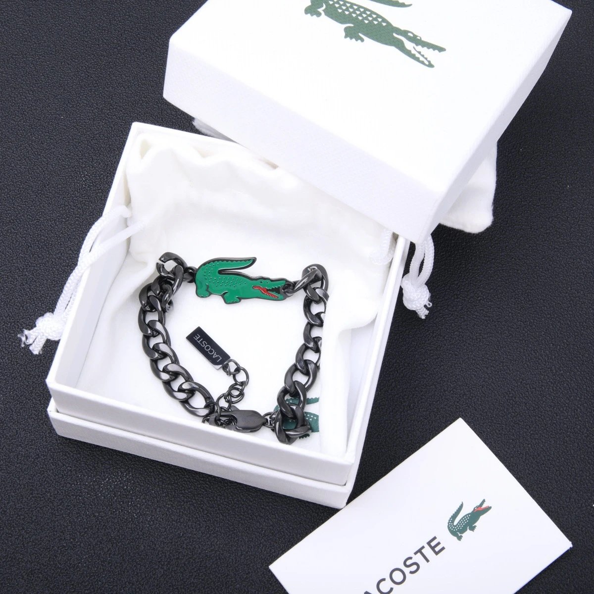 Lacoste Jewelry Crocodile Logo Magnetic Link Bracelet — 30