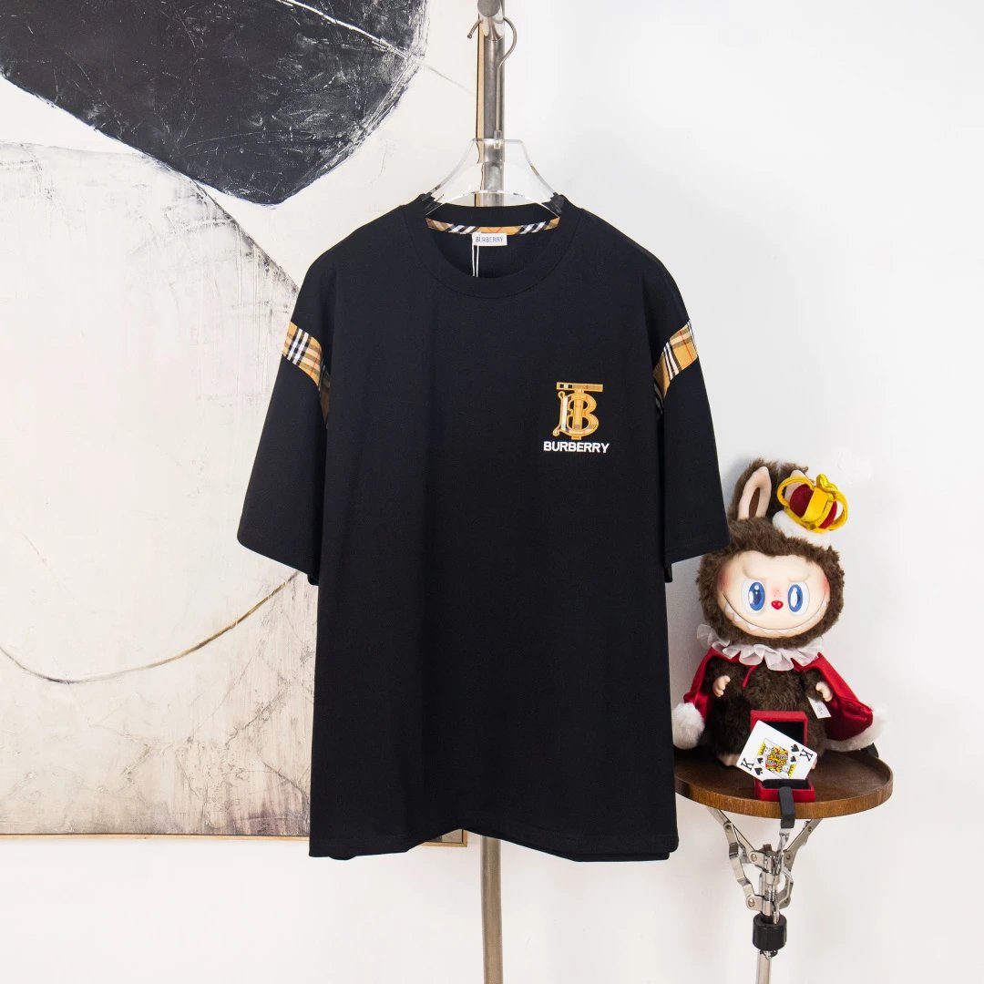 Burberry T-Shirts Check Panel Logo T-Shirt — 36