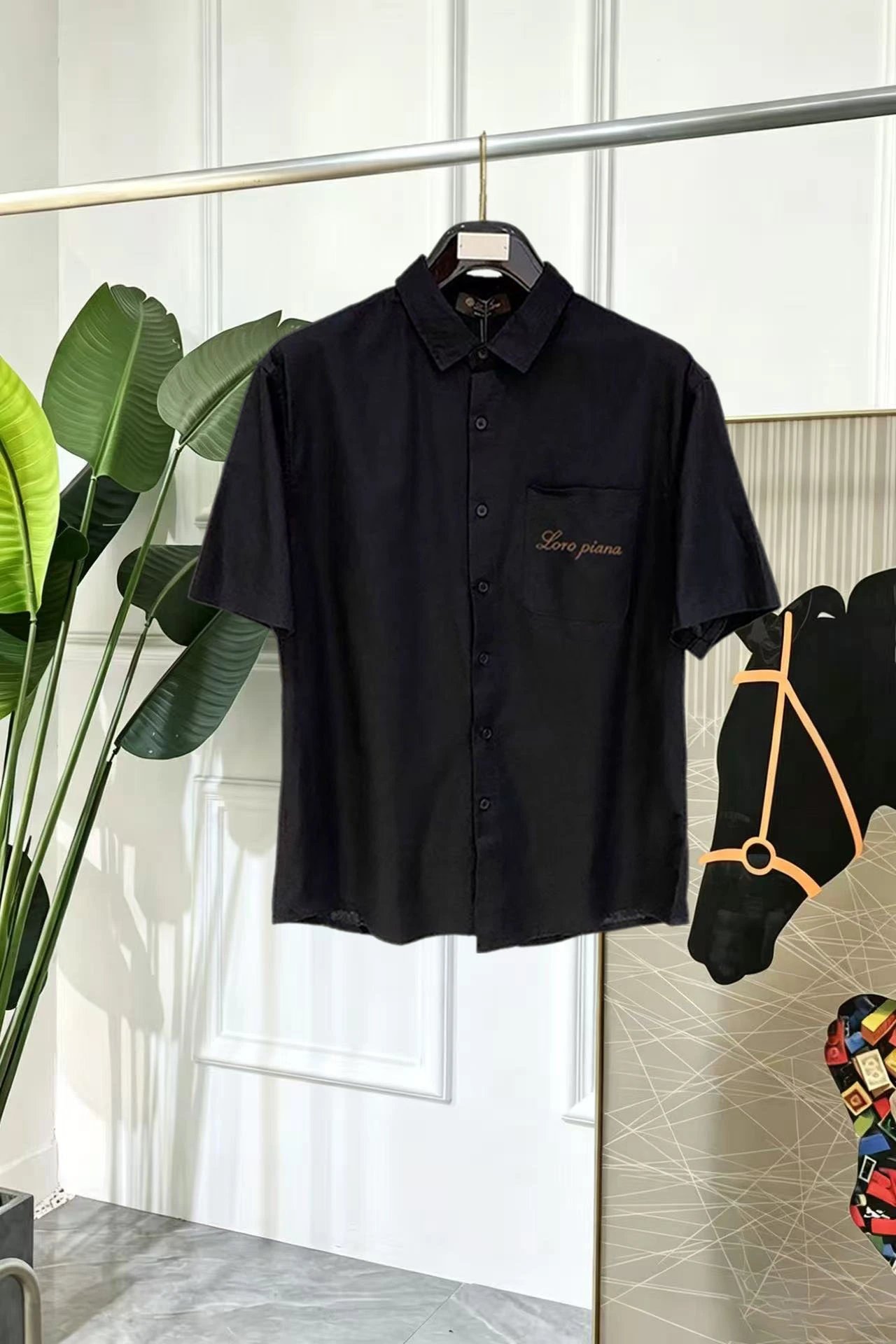 Loro Piana Shirts Short-sleeve textured knit polo shirt with contrast piping — 39