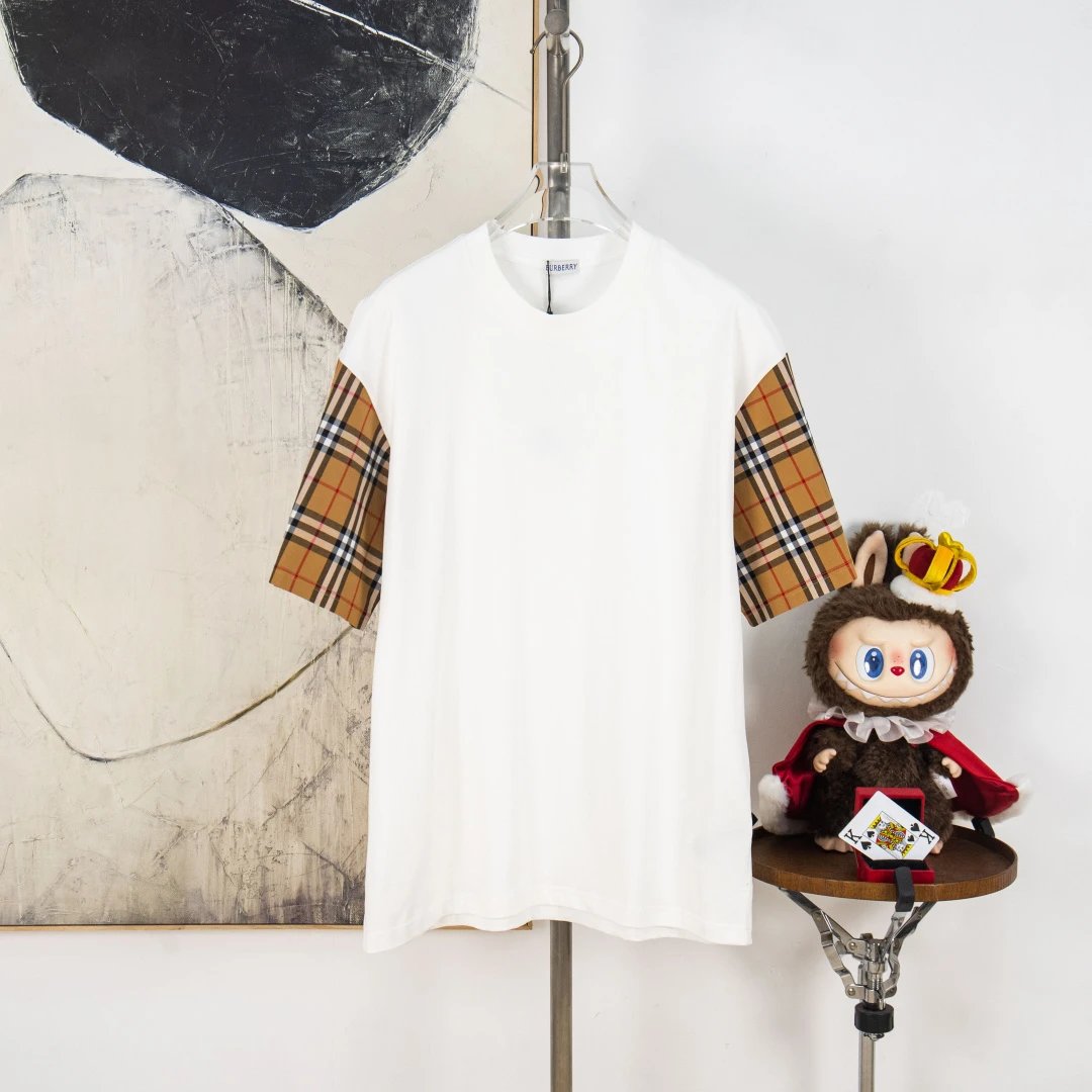 Burberry T-Shirts Check Panel Logo T-Shirt — 32