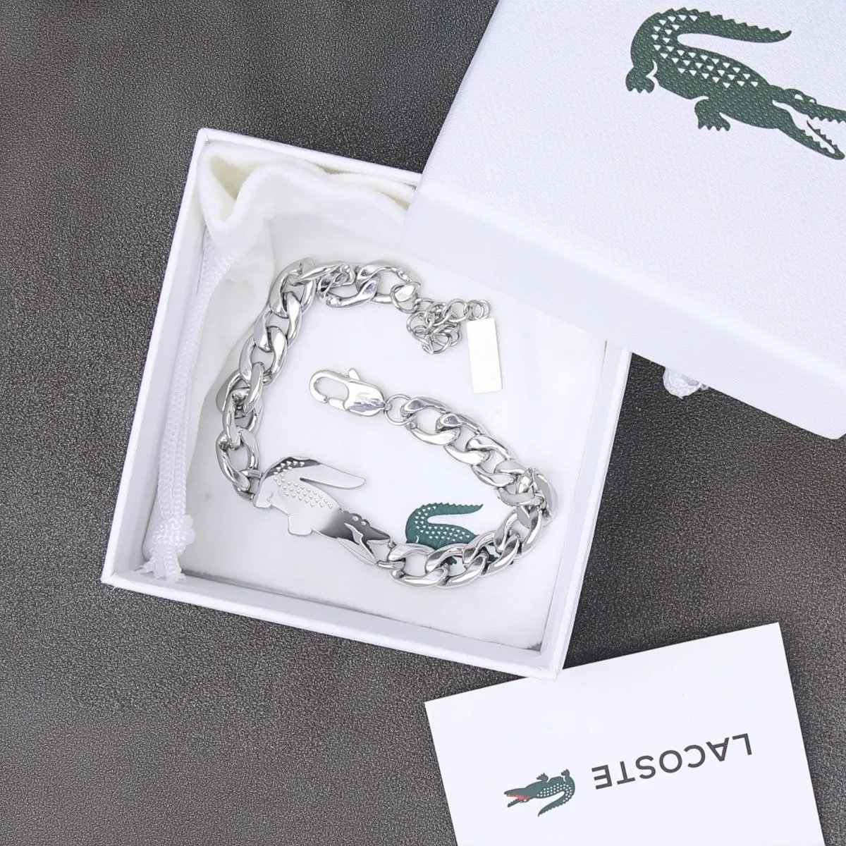 Lacoste Jewelry Crocodile Logo Magnetic Link Bracelet — 27