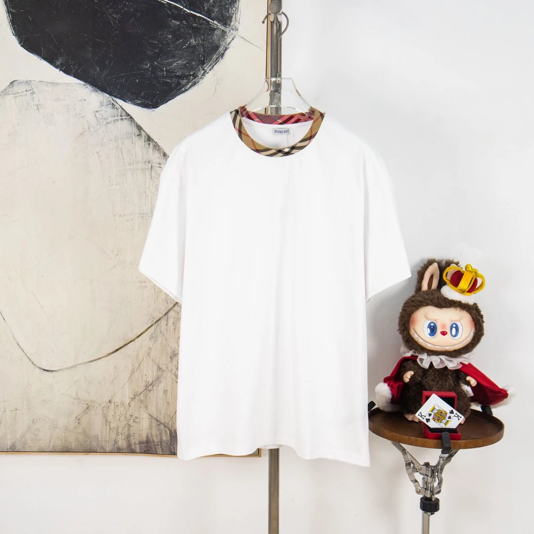 Burberry T-Shirts Check Panel Logo T-Shirt — 34