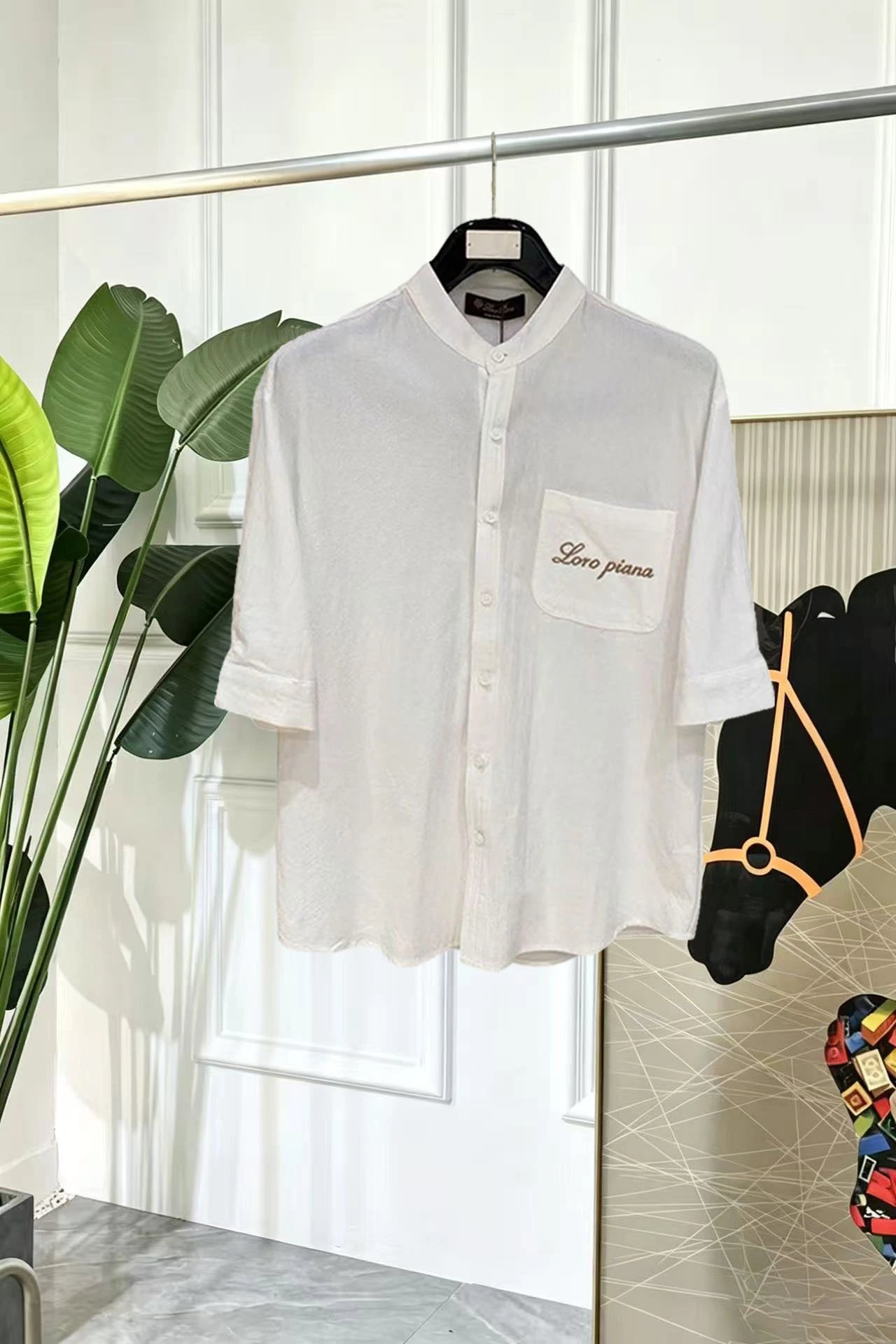 Loro Piana Shirts Short-sleeve textured knit polo shirt with contrast piping — 38