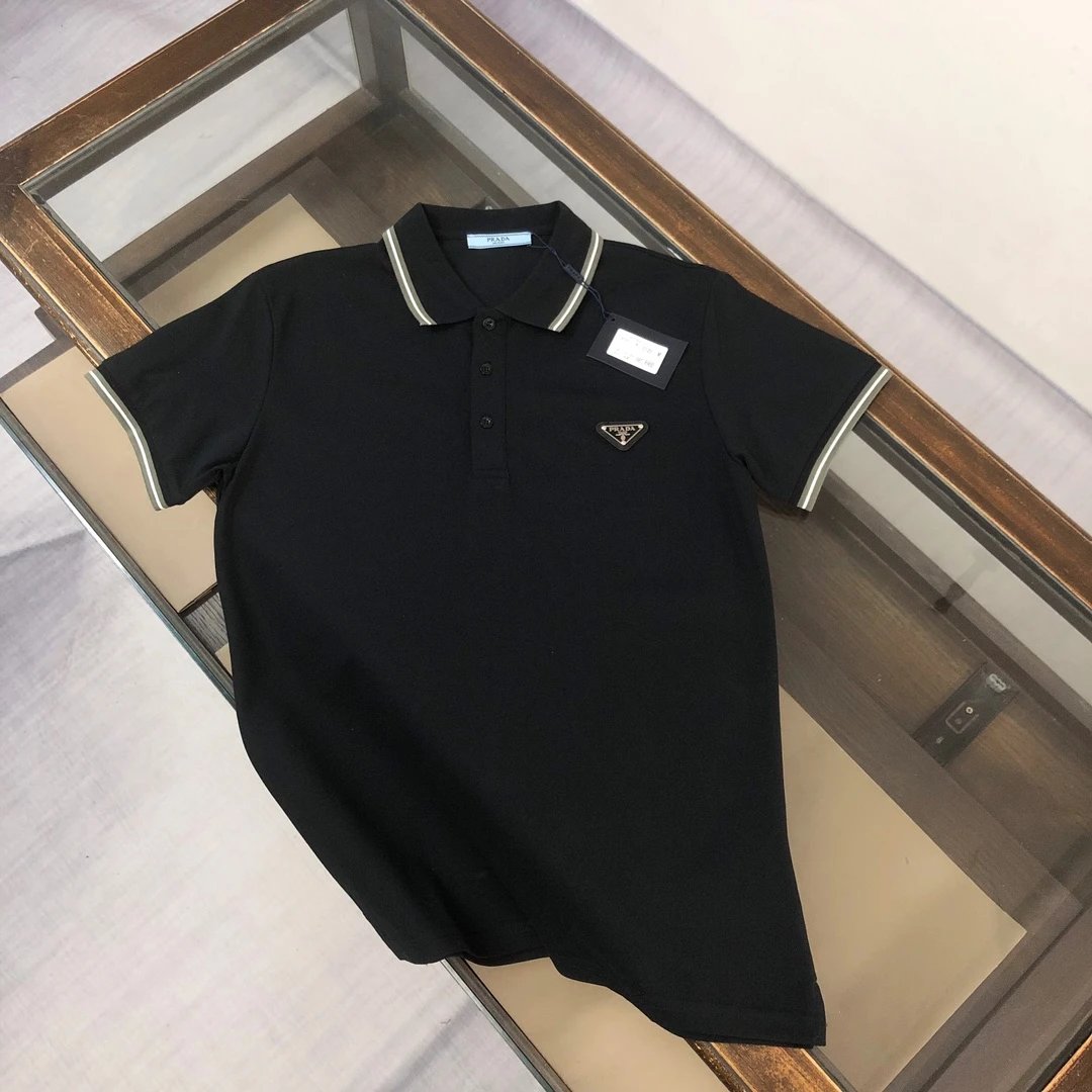 Prada T-Shirts Short-Sleeve Logo T-Shirt — 35